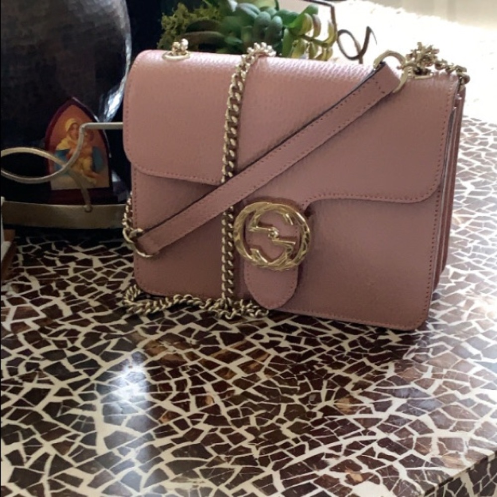 GUCCI PINK INTERLOCKING CROSSBODY BAG